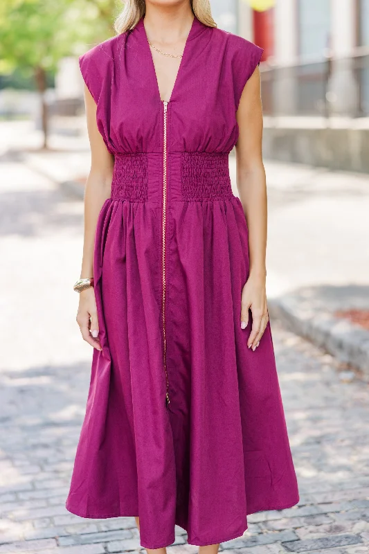 See You There Merlot Midi Dress