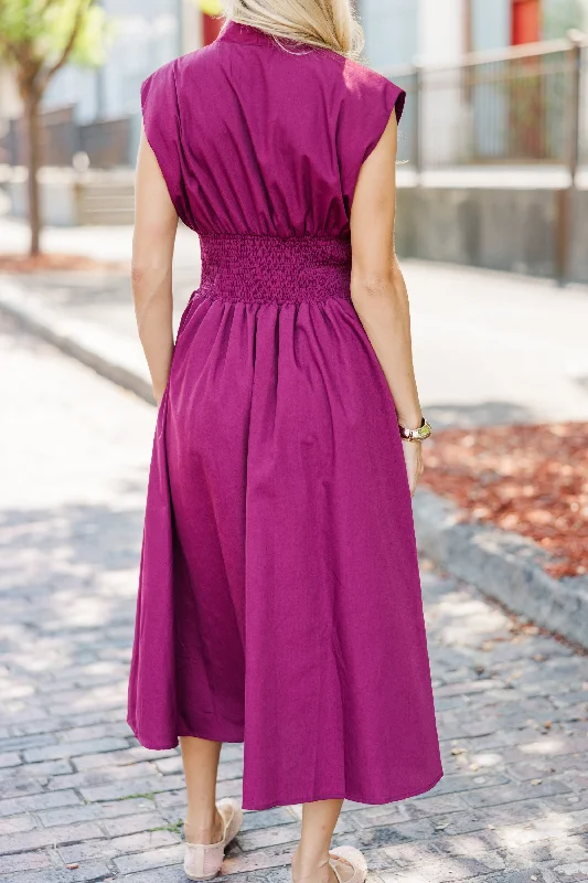 See You There Merlot Midi Dress