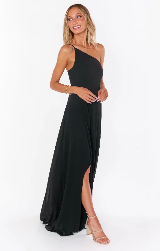 Shannon One Shoulder Dress ~ Black Chiffon