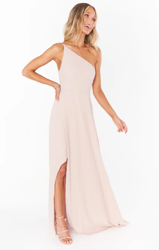 Shannon One Shoulder Dress ~ Dusty Blush Crisp