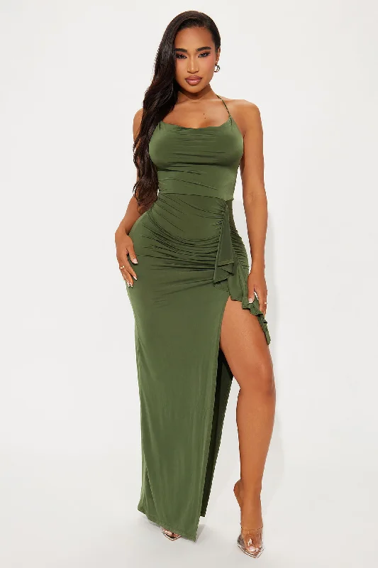 Vanessa Ruffle Maxi Dress - Olive