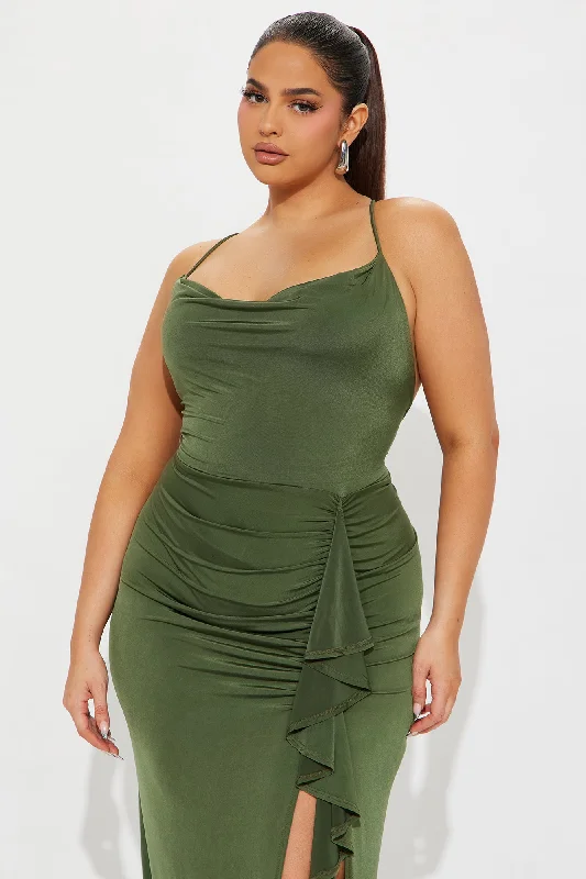 Vanessa Ruffle Maxi Dress - Olive