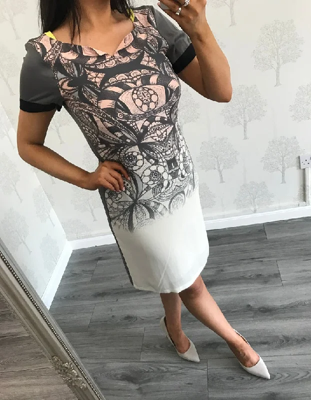 Zita Grey Aztec Print Midi Dress