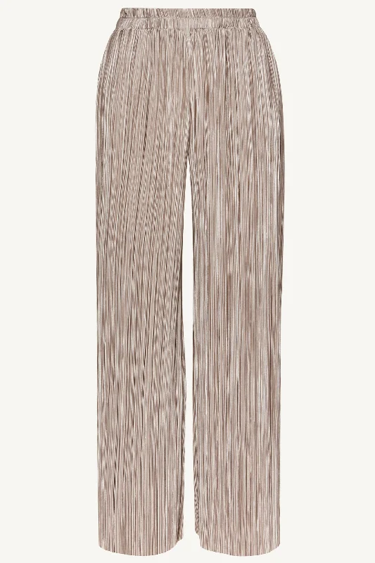 Alle Satin Plisse Wide Leg Pants - Taupe