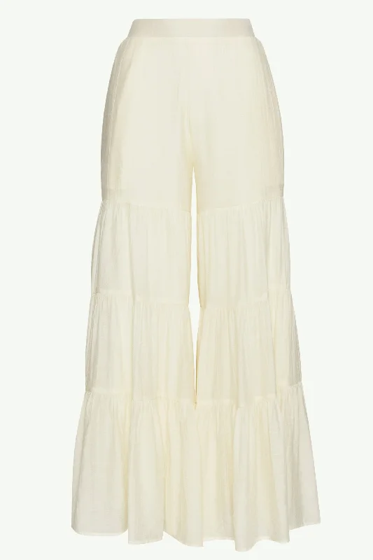 Bushra Palazzo Wide Leg Pants - Off White