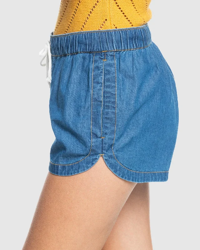 Womens New Impossible Denim Mid Shorts