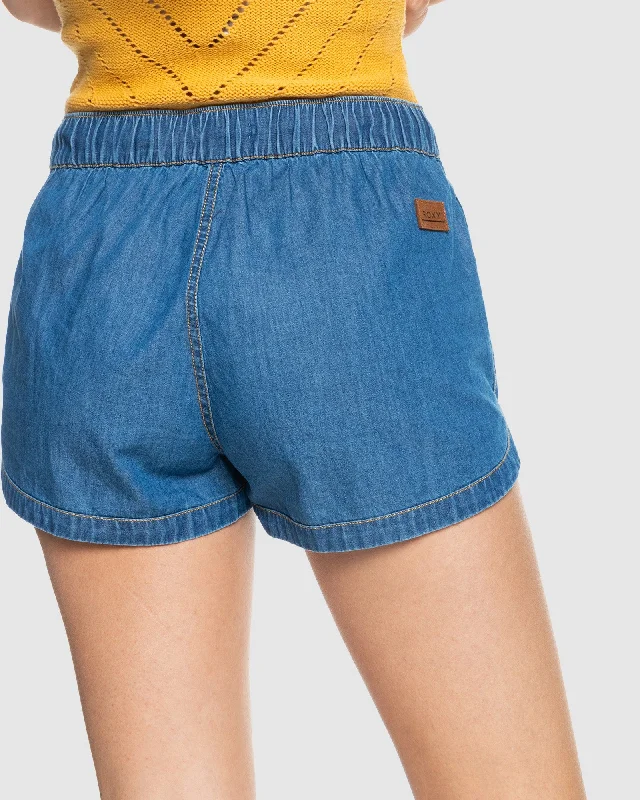 Womens New Impossible Denim Mid Shorts