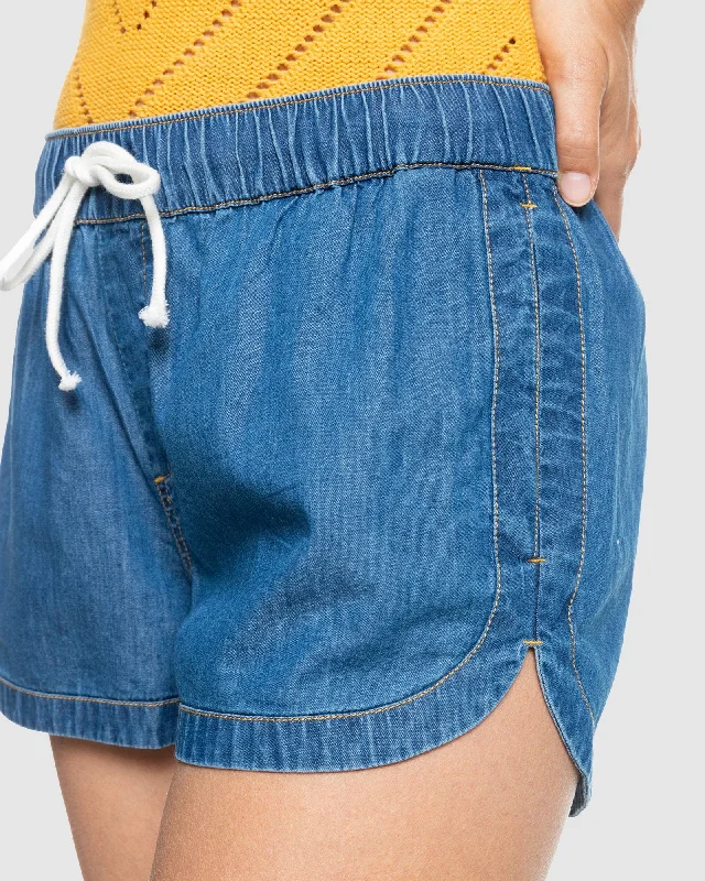 Womens New Impossible Denim Mid Shorts